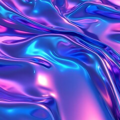 Wall Mural - photo 3d render metallic liquid background. abstract neon texture. rainbow 3d holographic foil. wavy