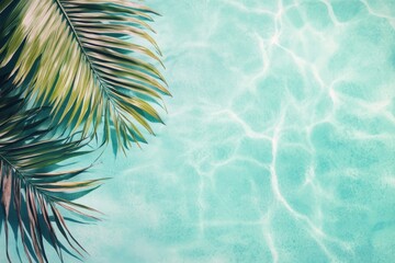Poster - Tropical beach with coconut palm and turquoise waters ideal for relaxation or vacation planning. Generative AI