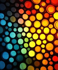 Poster - Vibrant Abstract Art in Circles with Gradient Array of Colors from Blue to Red : Generative AI