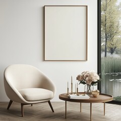 Wall Mural - A white chair is sitting in front of a white wall