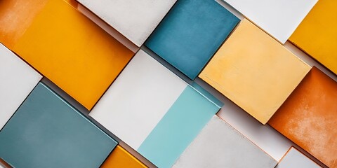 Poster - Colorful Geometric Abstract Background with Vibrant Multicolored Tiles : Generative AI