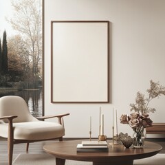 Wall Mural - A white chair is in front of a large white wall