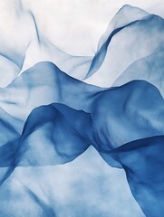 Poster - Elegant Blue and White Abstract Waves for Modern Artistic Decor Designs : Generative AI