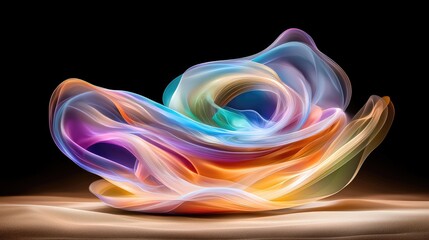 Wall Mural - Colorful abstract swirl art, dark background, design element