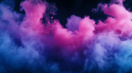 Wall Mural - smoke in pink and purple shapes on black background