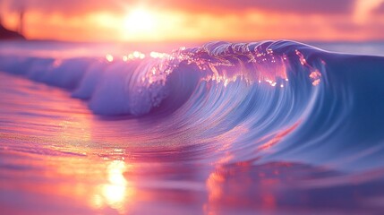 Canvas Print - Ocean wave sunrise beach coastal sunset glow