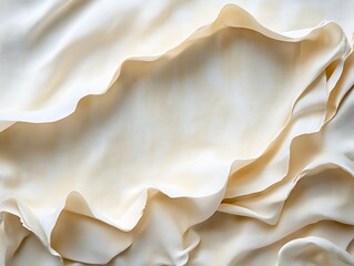 Poster - Soft Ivory Fabric With Gentle Waves Creating Elegant Flowing Folds : Generative AI