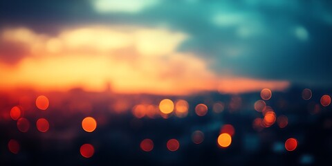 Poster - Vibrant Cityscape with Dreamy Bokeh Lights Creating a Mystical Urban Evening Ambiance : Generative AI