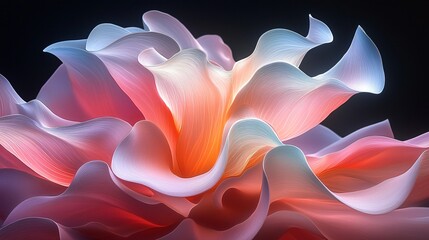 Wall Mural - Abstract glowing flower, dark background, digital art, website design