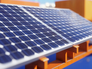 Close up of solar panel array showcasing sustainable energy technology