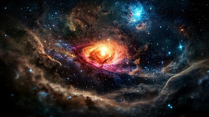 Fototapete - Pulsating patterns of breathing galaxies cosmic canvas digital art vast universe celestial view interstellar beauty
