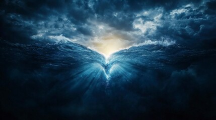 Poster - Breathing ocean waves converge at sunrise nature photography dramatic seascape aerial view tranquil beauty
