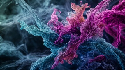 Poster - Vibrant dancing chromosomes bioluminescent scientific visualization in colorful abstract environments