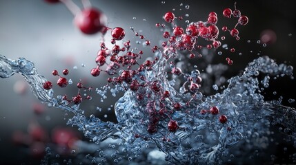 Leinwandbilder - Synchronized molecules dancing in water a scientific visualization of laboratory experiment in abstract environment
