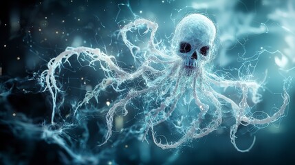 Aufkleber - Digital spirits ethereal souls manifesting in a ghostly ocean realm artistic digital creation mystical environment