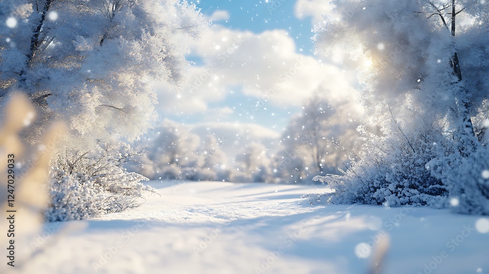 Stunning winter landscape trees mirrored frozen water breathtaking picturesque peaceful scenery