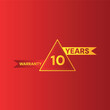 © Masud - Ten years Warranty icon with red color background