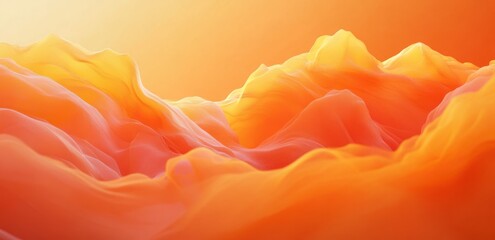 Sticker - Abstract orange landscape with soft, flowing hills and warm sunlight.