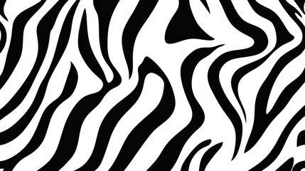 Poster - Black and white striped texture, resembling the pattern of a zebra's fur. Ideal for graphic design elements, textile prints, or modern fashion-themed illustrations.