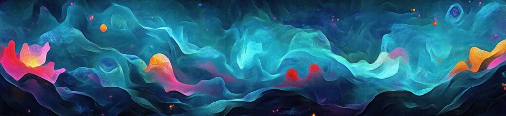 Wall Mural - abstract colorful nebula landscape with vibrant swirls and glowing lights.