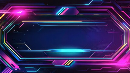 Wall Mural - a vivid neon border in advanced metallic shades, featuring a streamlined, geometric design perfect f