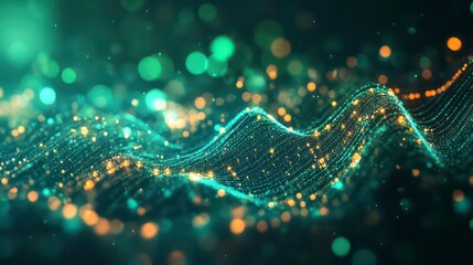Wall Mural - a bright digital rendering of an ecg pulse displayed on a dark green background.