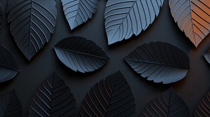 Canvas Print - Dark leaves pattern, minimal design, background texture, wallpaper