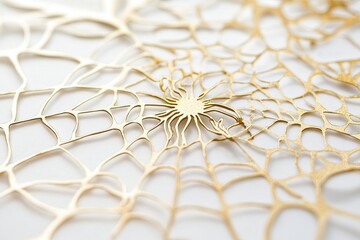 Golden spider web on a white background