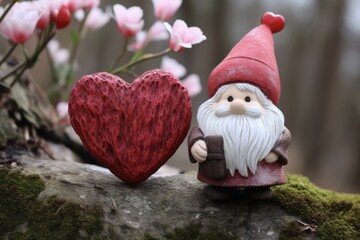 valentine gnome. cute garden gnome holding heart with love on valentine's day. funny and adorable va