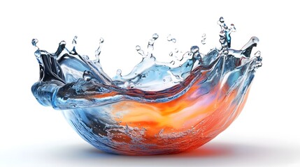 Poster - Abstract dynamic fluid motion with vivid orange blue and red colors creating an explosive splash of liquid energy and power in an and dynamic design