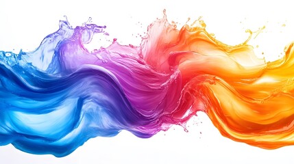 Aufkleber - Captivating Fluid Motion Abstract   Vibrant colorful digital paint splashing flowing and blending across the canvas in a dynamic ethereal display of expression and visual imagination