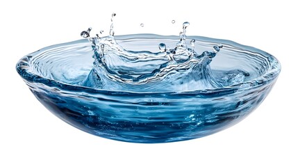 Fototapete - Captivating image showcasing the dynamic movement and transparent fluidity of water splashing in a glass bowl creating a mesmerizing pattern of ripples and reflections on the calm serene surface