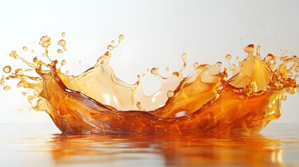 Poster - Captivating image showcasing an explosive splash of vibrant orange and yellow liquid against a white background creating a dynamic abstract and visually striking photography design