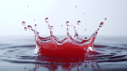 Poster - Dramatic red water splash creating a dynamic and powerful visual effect with rippling motion and fluid energy
