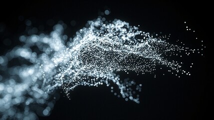 Abstract Particle Dispersion, Dark Background, Futuristic Design, Tech Background