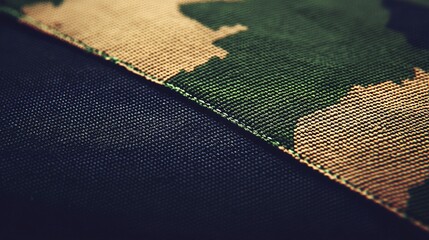 Sticker - Close-up camouflage fabric texture; dark background; textile detail; military apparel