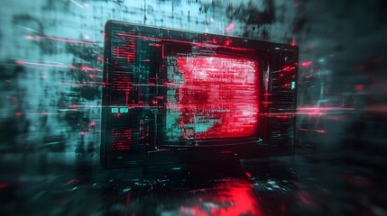 Leinwandbilder - Dynamic futuristic glitch style digital abstract visualization of a complex data matrix and technology network  Chaotic and disruptive concept with elements of programming coding and intelligence