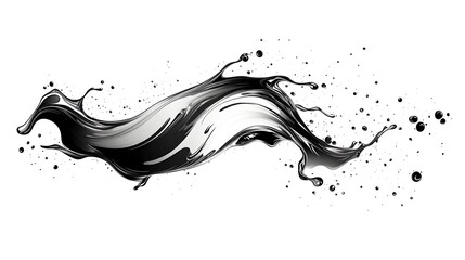 Aufkleber - Elegant Fluid Splash of Monochrome Waves and Ripples with Dynamic Movement and Flowing Energy   A captivating abstract design with a striking visual impact