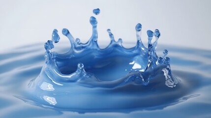 Fototapete - Elegant and captivating close up shot of a single water drop creating a smooth dynamic splash on a clear transparent surface