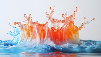 Poster - Mesmerizing abstract image showcasing dynamic and vibrant liquid explosions in a chaotic aquatic environment  Bursts of vivid colors including red orange and blue
