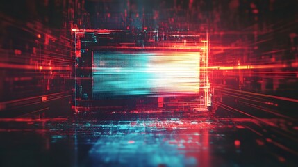 Poster - Mesmerizing Colorful Digital Backdrop with Glowing Neon Lights and Abstract Geometric Patterns  Futuristic and Electrifying Visual Effect for Technology Art or Design Concepts