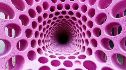 Wall Mural - Pink porous tunnel, abstract background, 3D render, design