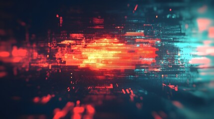 Leinwandbilder - Mesmerizing Futuristic Glitch Abstract Digital Art with Vibrant Color Patterns and Dynamic Luminous Flows  Surreal and visually captivating digital artwork featuring distorted glitching effects