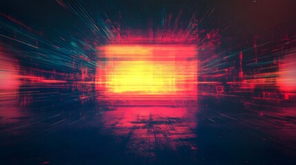 Aufkleber - Mesmerizing futuristic sci fi digital abstract background with a vibrant neon light explosion visualization  Luminous dynamic and visually captivating