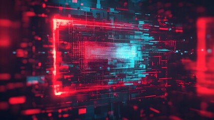 Poster - Mesmerizing glowing digital landscape with abstract fractal patterns neon light formations and a futuristic sci fi aesthetic  The image creates a visually captivating and immersive experience