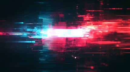 Poster - Stunning abstract digital art featuring a dynamic explosion of vibrant neon lights glitchy patterns and futuristic technological elements