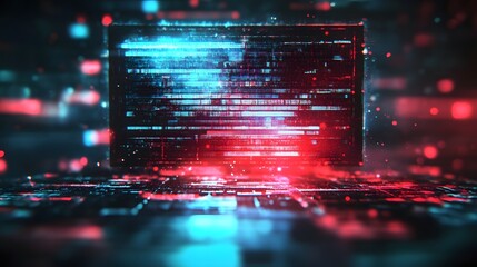 Poster - Stunning and captivating futuristic digital landscape featuring a mesmerizing display of glowing neon lights dynamic abstract patterns and vivid color gradients