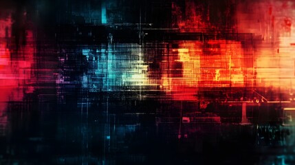 Fototapete - Vibrant digitally rendered futuristic abstract landscape with glitch like swirling patterns neon lights and a sense of depth and motion  This surreal