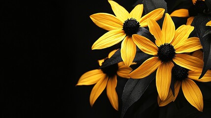 Wall Mural - Yellow flowers dark background