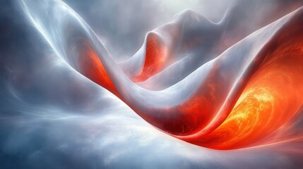 Poster - Abstract fiery waves, digital art, background, design